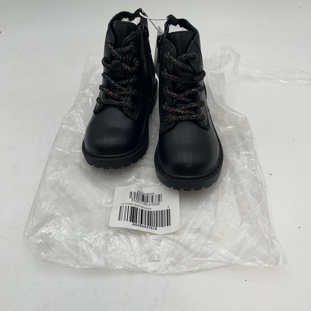 Old Navy Combat Boots Kids Size 6 Black Lace Up Zip Ankle Padded Winter